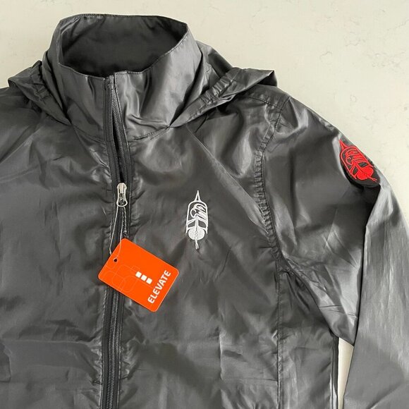Elevate W Darien Lightweight Full Zip Windbreaker Jacket w Hood Black Sz XS NWT - Picture 2 of 14